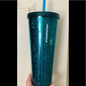 Starbucks turquoise floral tile tumbler